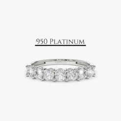 Platinum 7 Stone Basket Setting Diamond Wedding Ring 0.70ctw