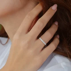 Platinum 7 Stone Basket Setting Diamond Wedding Ring 0.70ctw