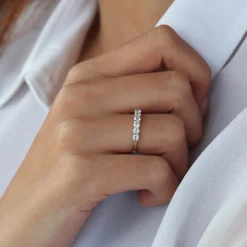 Platinum 7 Stone Basket Setting Diamond Wedding Ring 0.70ctw
