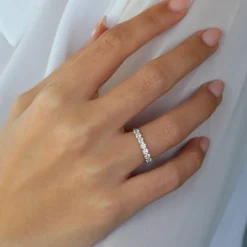 Platinum 7 Stone Basket Setting Diamond Wedding Ring 0.70ctw